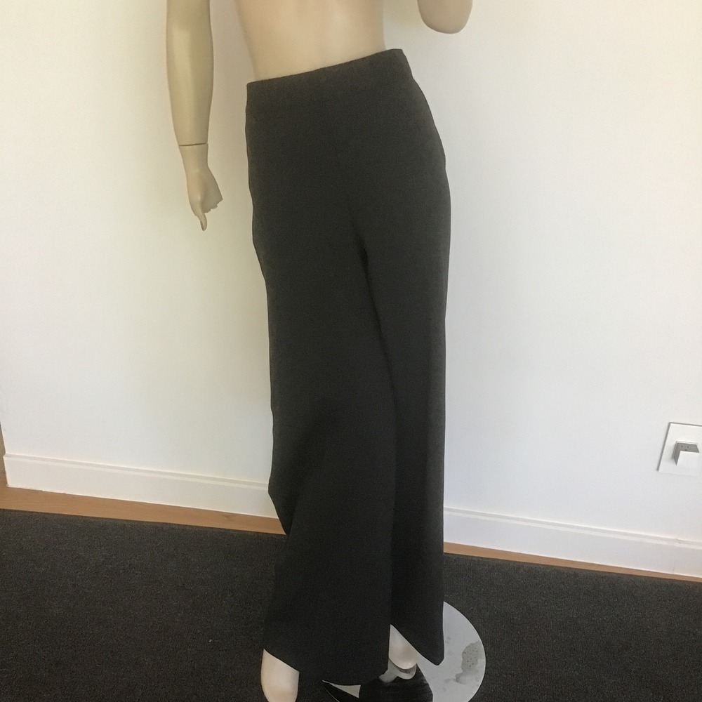 Spanx The Perfect Pant Wide Leg Charcoal Gray Ponte Knit Pull On Trousers L